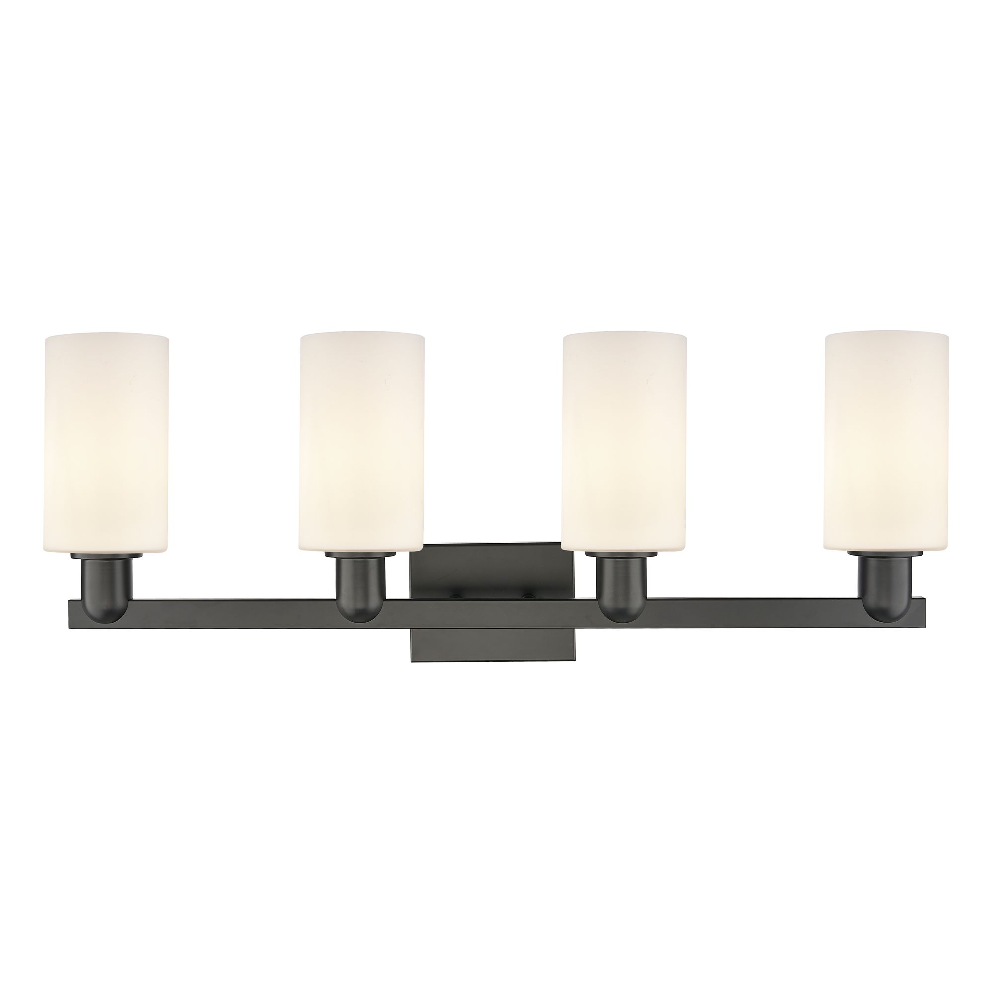 Image 2 Arcadia Clymer 31"W 4 Light Black Vanity Light w/ Matte White Shade more views