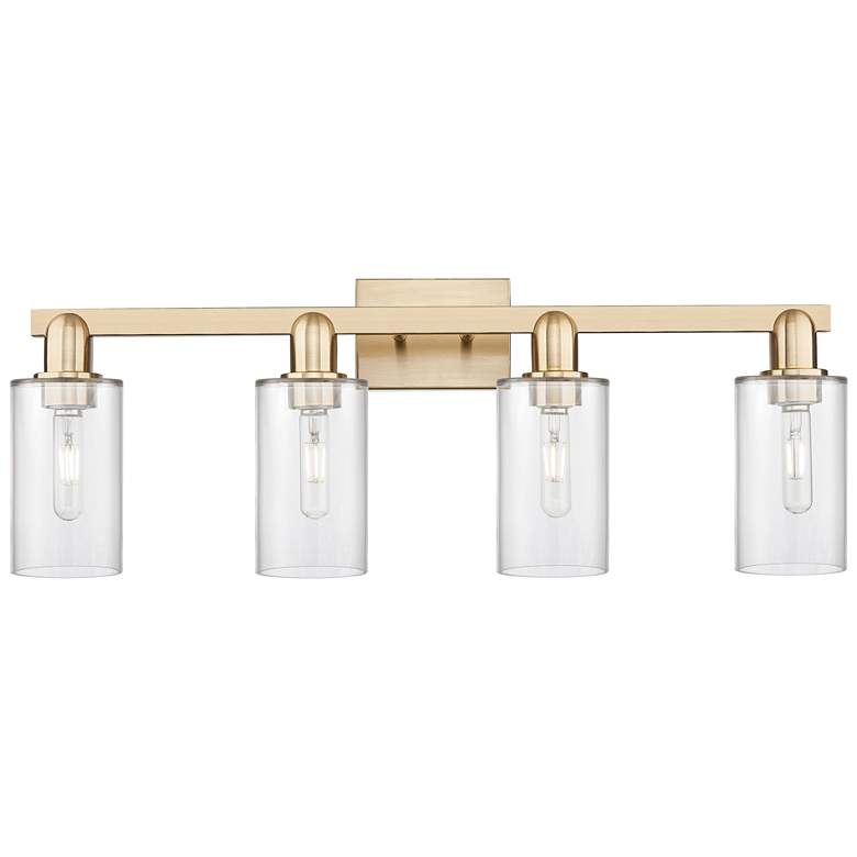 Image 1 Arcadia Clymer 31"W 4 Light Bronze Vanity Light w/ Clear Shade