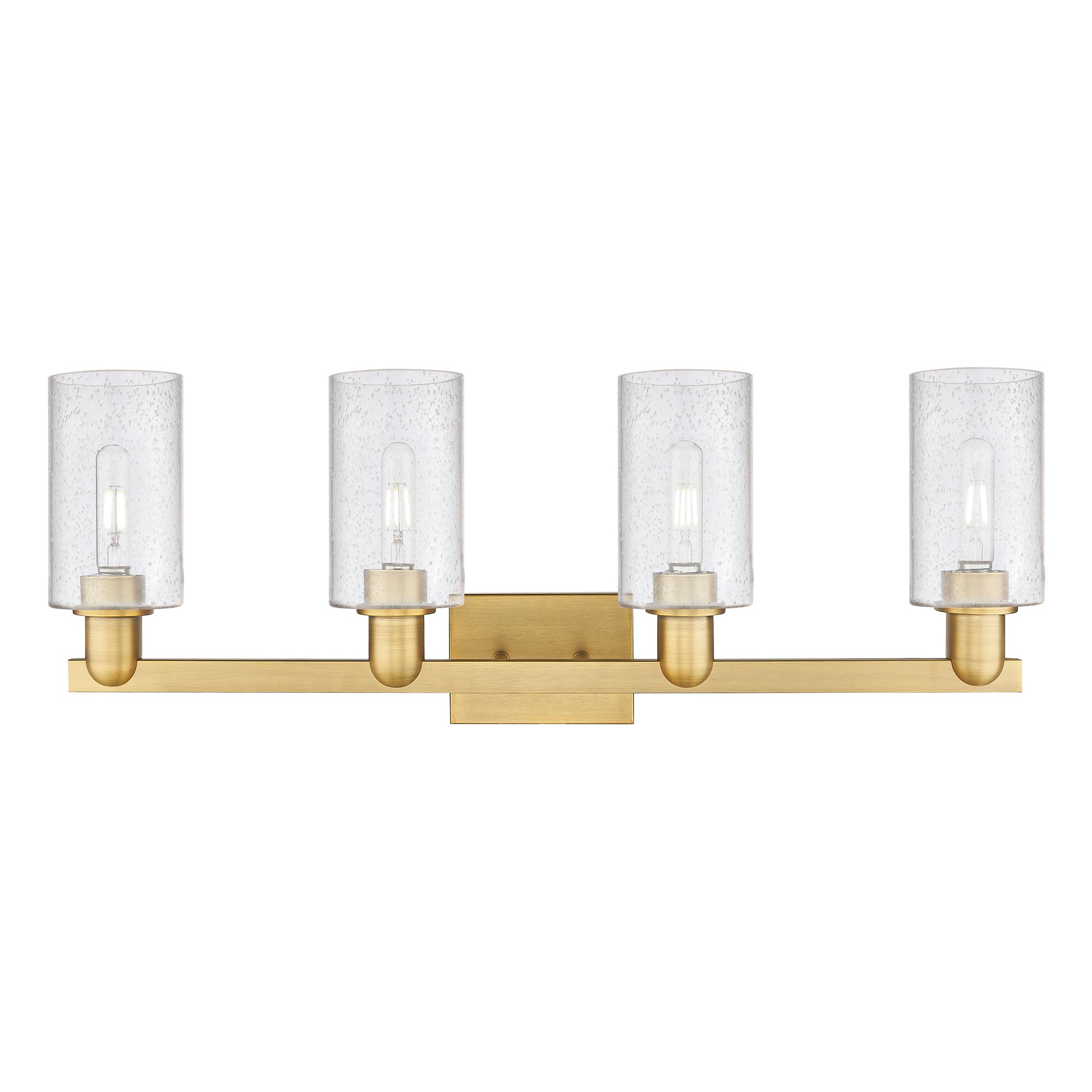 Image 2 Arcadia Clymer 31"W 4 Light Brushed Brass Bath Light With Seedy Shade more views