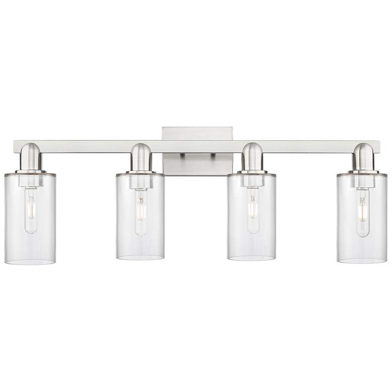 Image 1 Arcadia Clymer 31"W 4 Light Brushed Nickel Vanity Light w/ Clear Shade