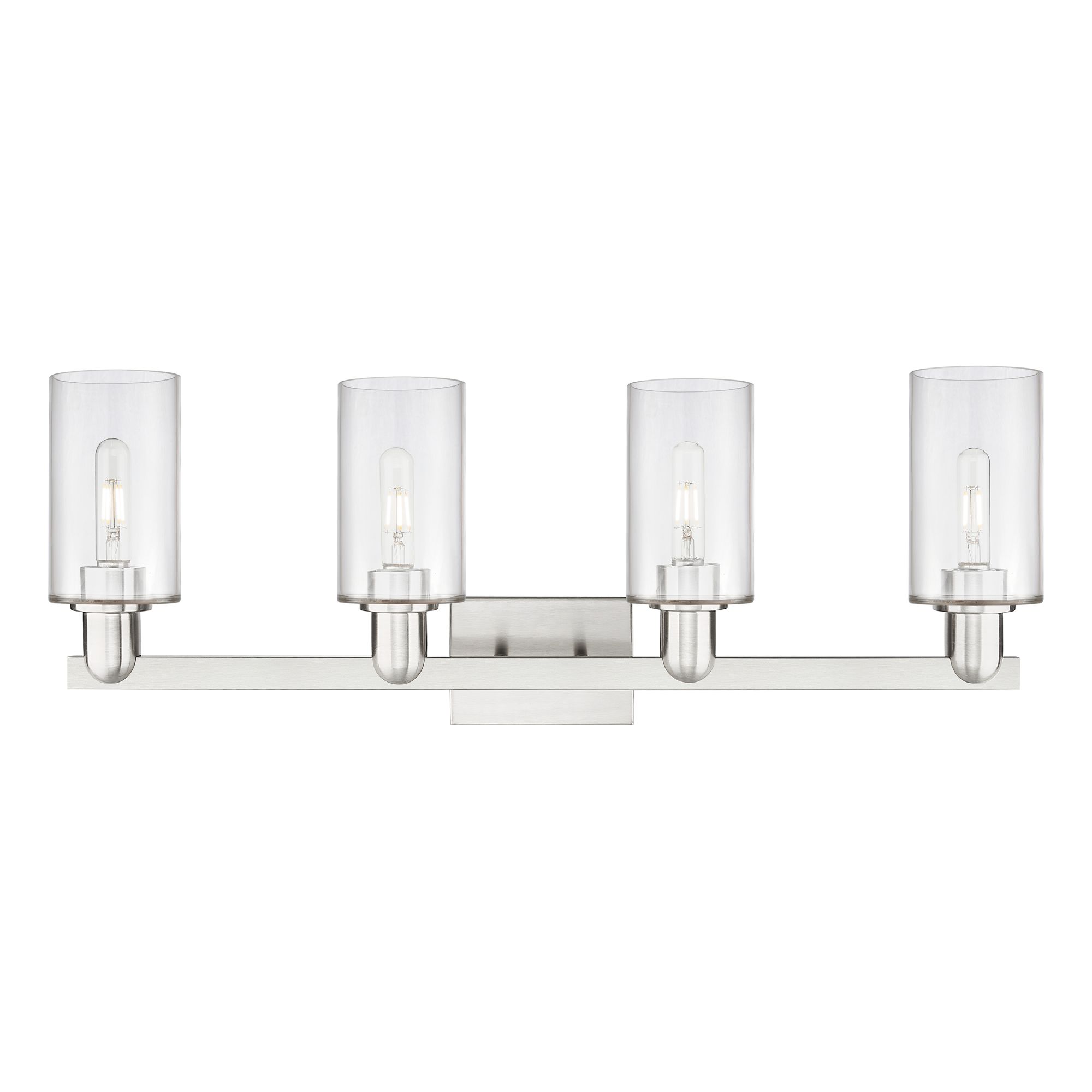 Image 2 Arcadia Clymer 31"W 4 Light Brushed Nickel Vanity Light w/ Clear Shade more views