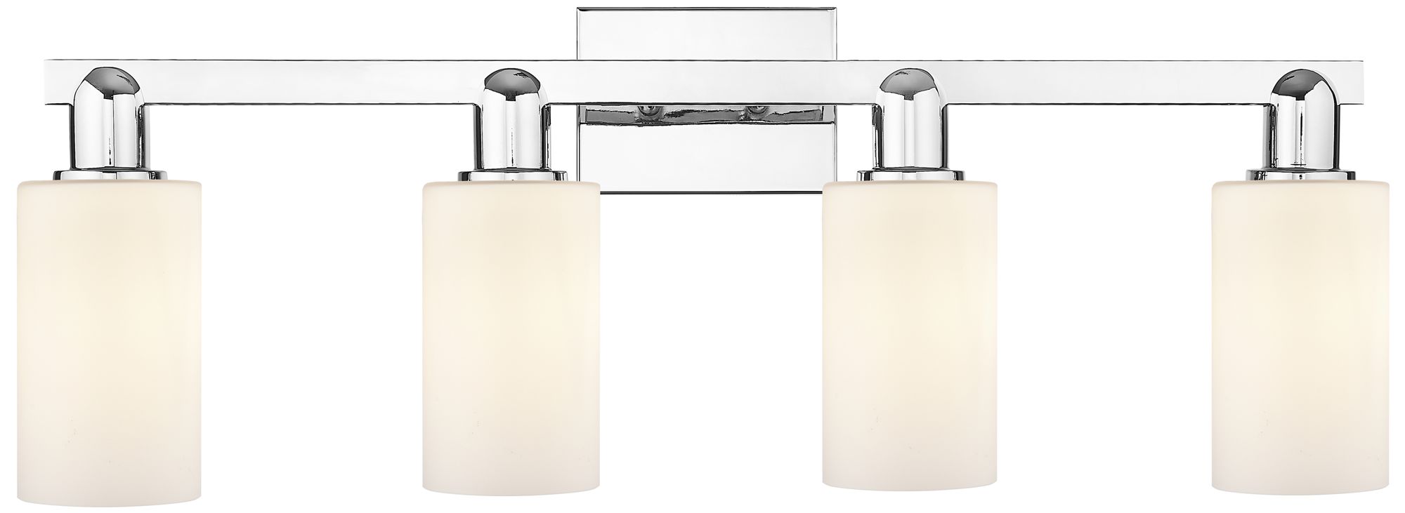 Arcadia Clymer 31"W 4 Light Chrome Vanity Light w/ Matte White Shade