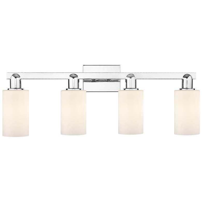 Image 1 Arcadia Clymer 31"W 4 Light Chrome Vanity Light w/ Matte White Shade
