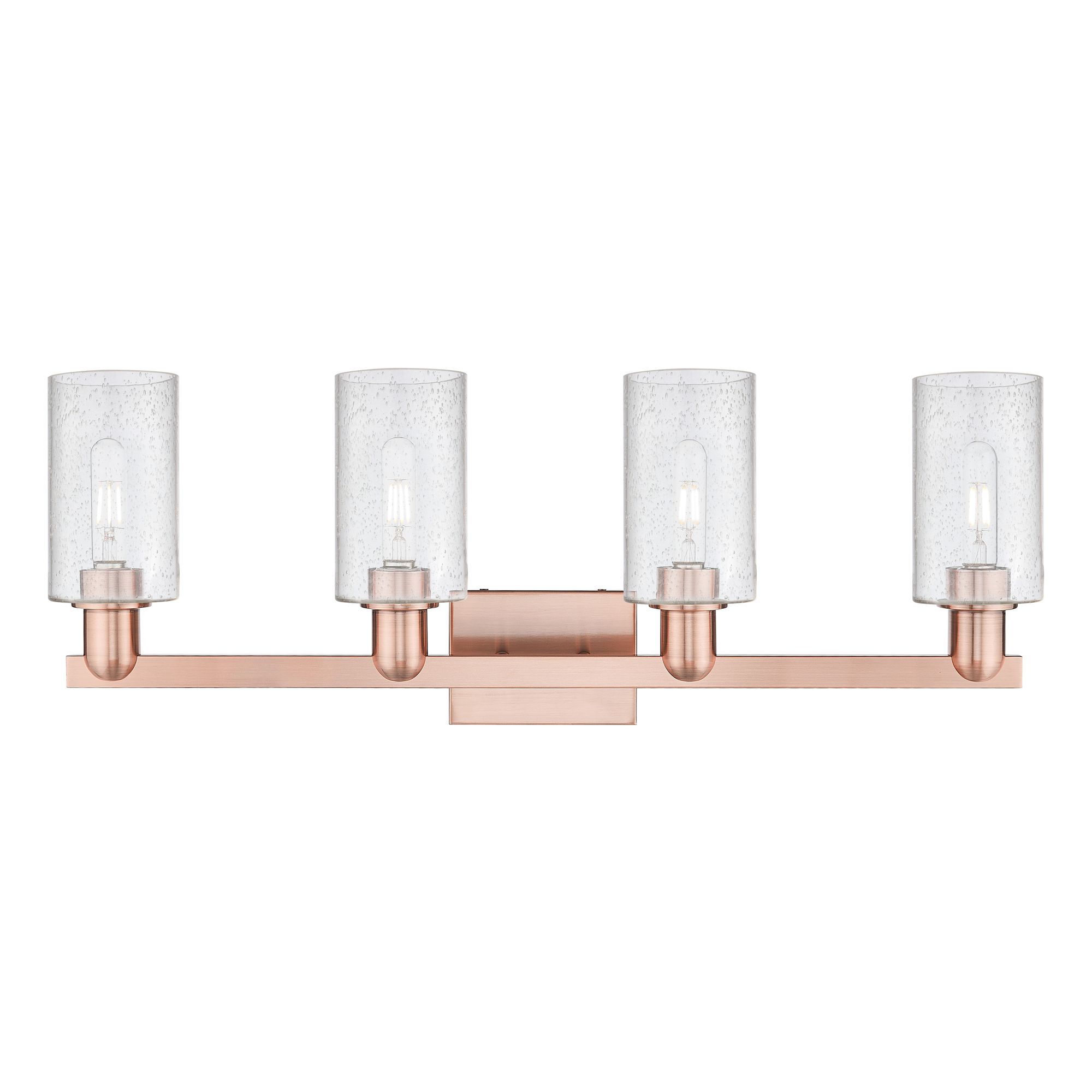 Image 2 Arcadia Clymer 31"W 4 Light Copper Vanity Light With Seedy Shade more views