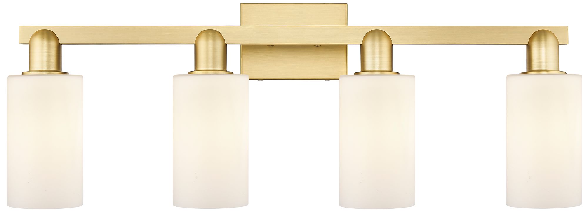 Arcadia Clymer 31"W 4 Light Gold Vanity Light w/ Matte White Shade