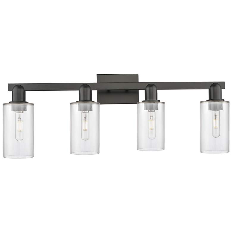 Image 1 Arcadia Clymer 31"W 4 Light Matte Black Vanity Light With Clear Shade