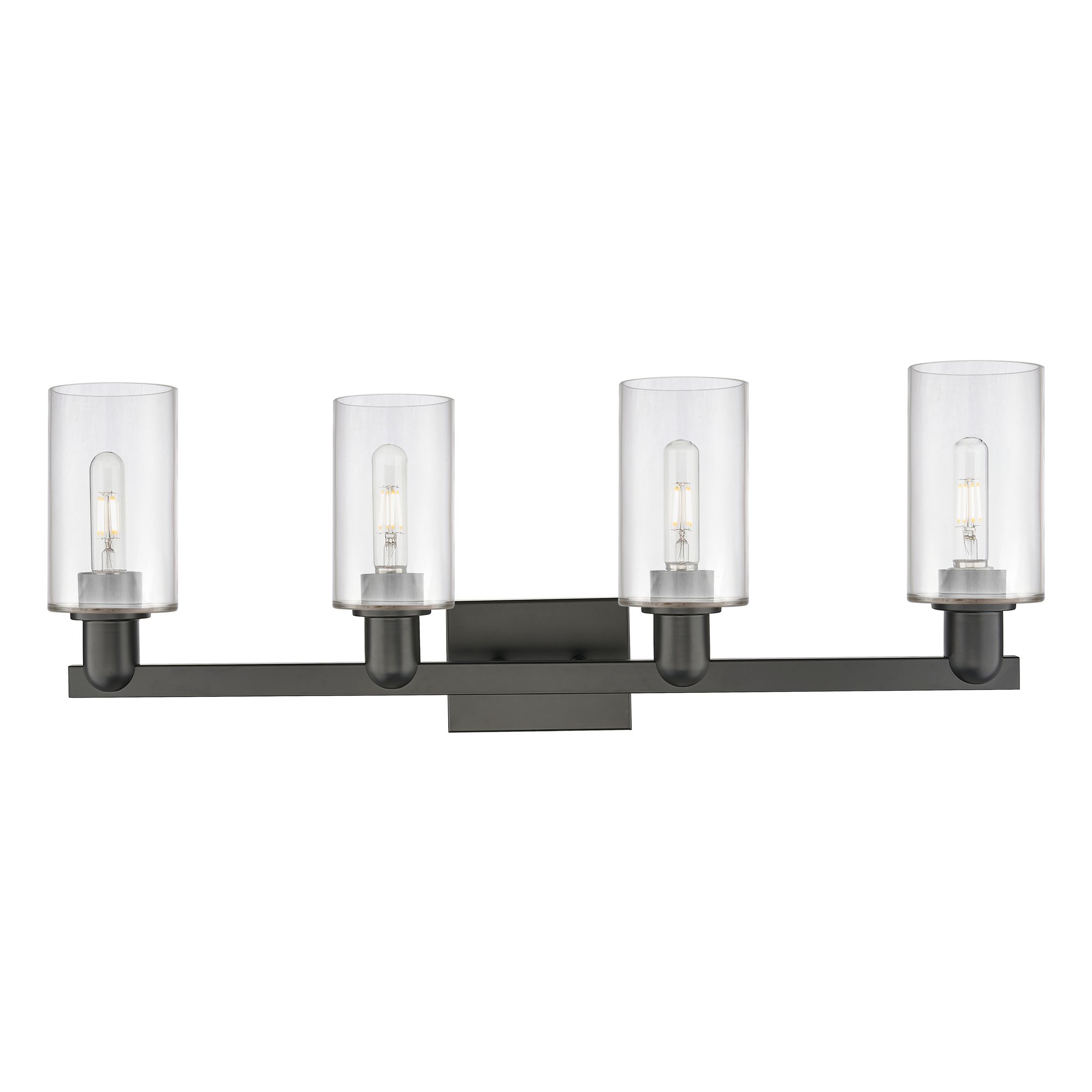 Image 2 Arcadia Clymer 31"W 4 Light Matte Black Vanity Light With Clear Shade more views