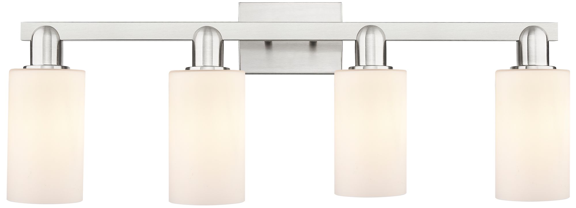 Arcadia Clymer 31"W 4 Light Nickel Bath Light w/ Matte White Shade