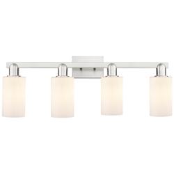 Arcadia Clymer 31"W 4 Light Nickel Bath Light w/ Matte White Shade