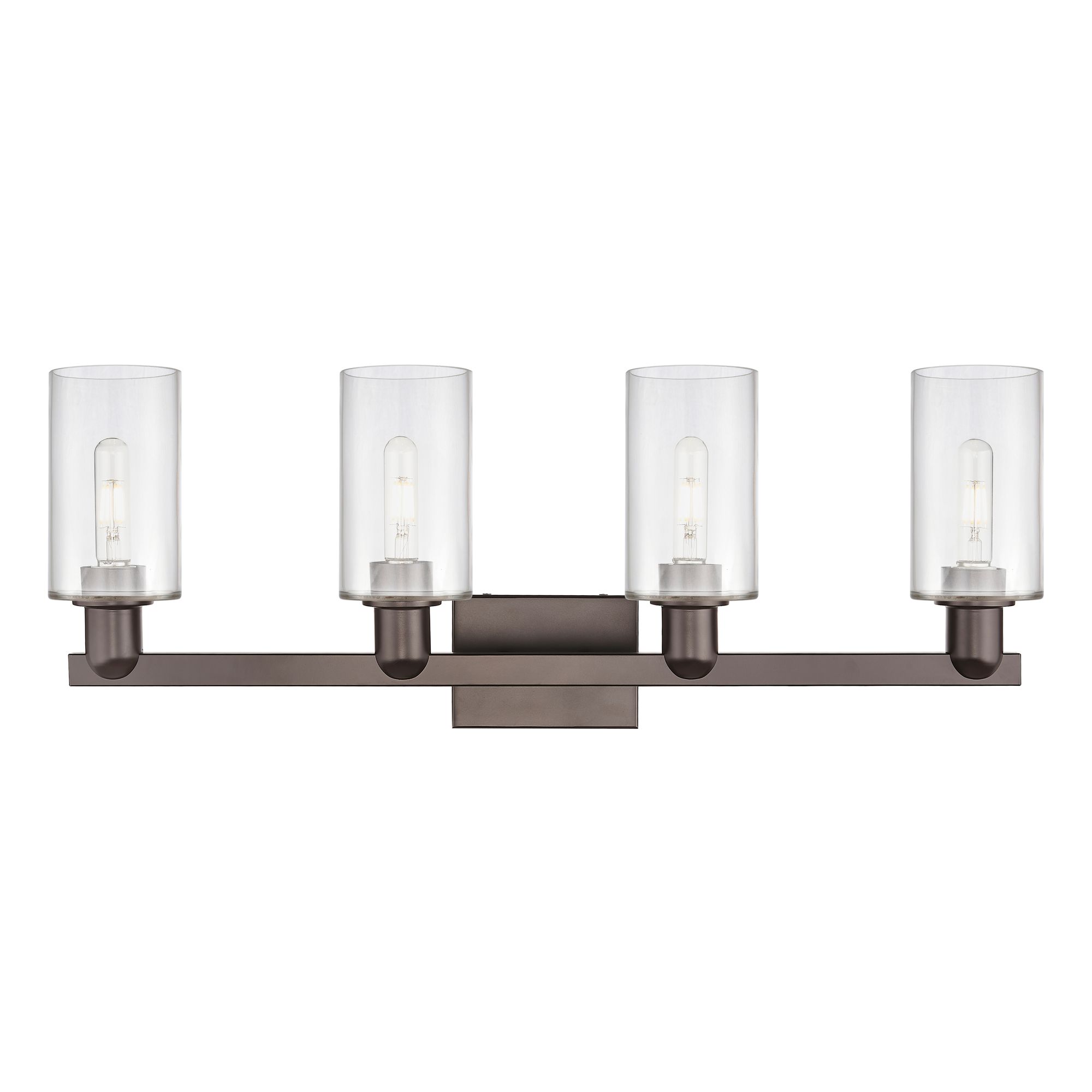 Image 2 Arcadia Clymer 31"W 4 Light Oiled Bronze Vanity Light w/ Clear Shade more views
