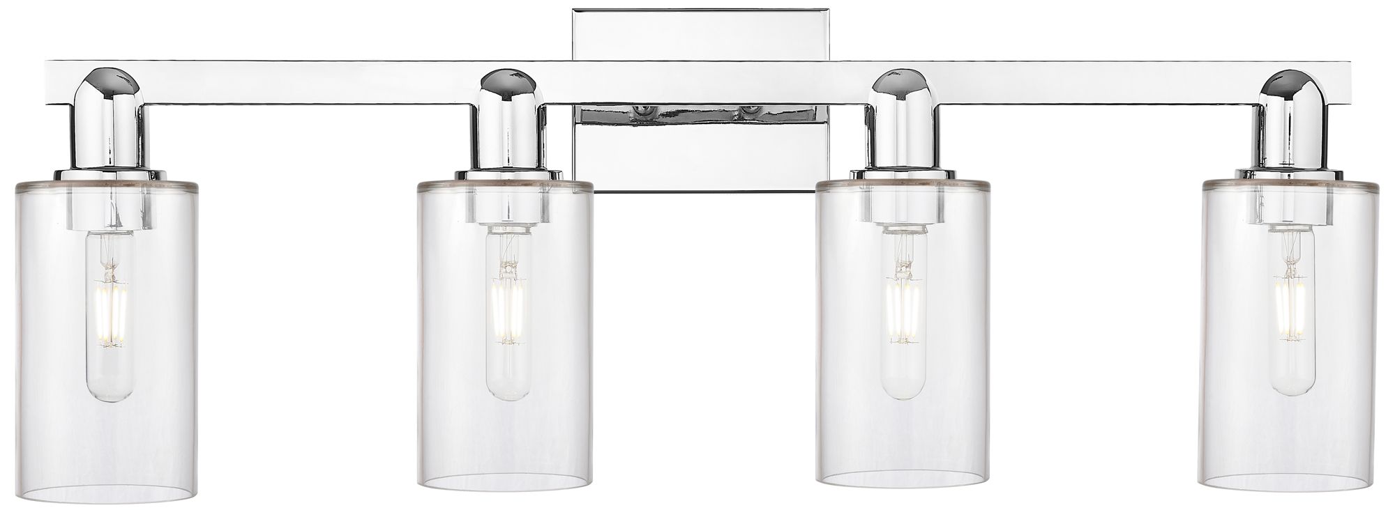 Arcadia Clymer 31"W 4 Light Polished Chrome Bath Light w/ Clear Shade