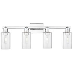 Arcadia Clymer 31"W 4 Light Polished Chrome Bath Light w/ Clear Shade