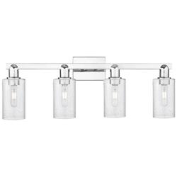 Arcadia Clymer 31"W 4 Light Polished Chrome Bath Light w/ Seedy Shade