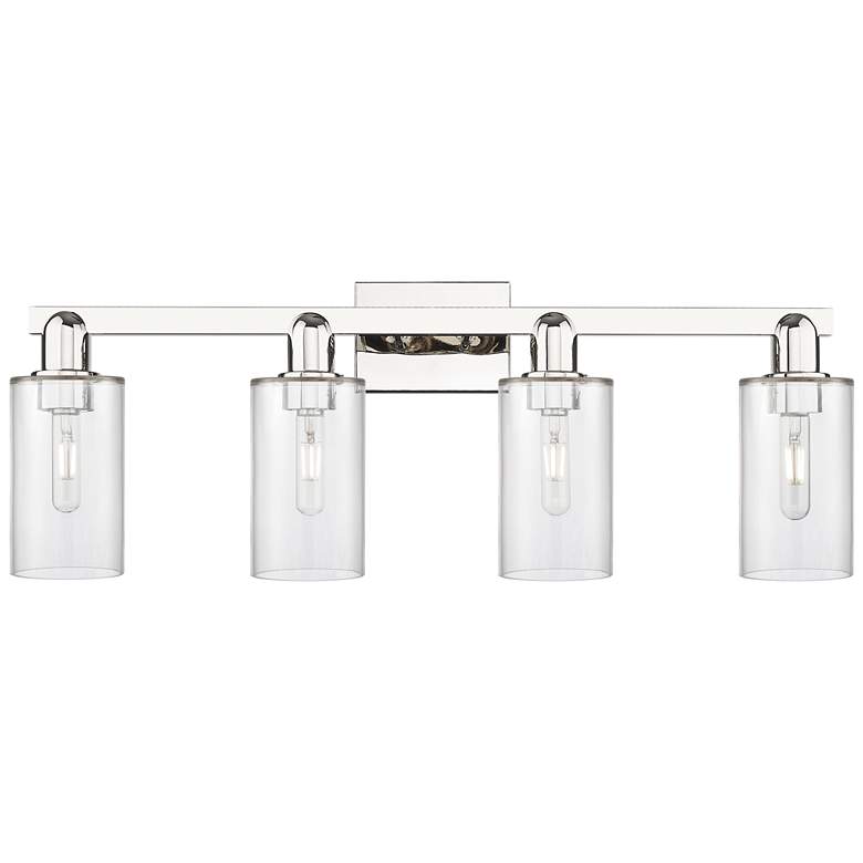 Image 1 Arcadia Clymer 31"W 4 Light Polished Nickel Bath Light w/ Clear Shade