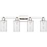 1_Arcadia Clymer 31"W 4 Light Polished Nickel Bath Light w/ Clear Shade