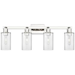 Arcadia Clymer 31"W 4 Light Polished Nickel Bath Light w/ Clear Shade