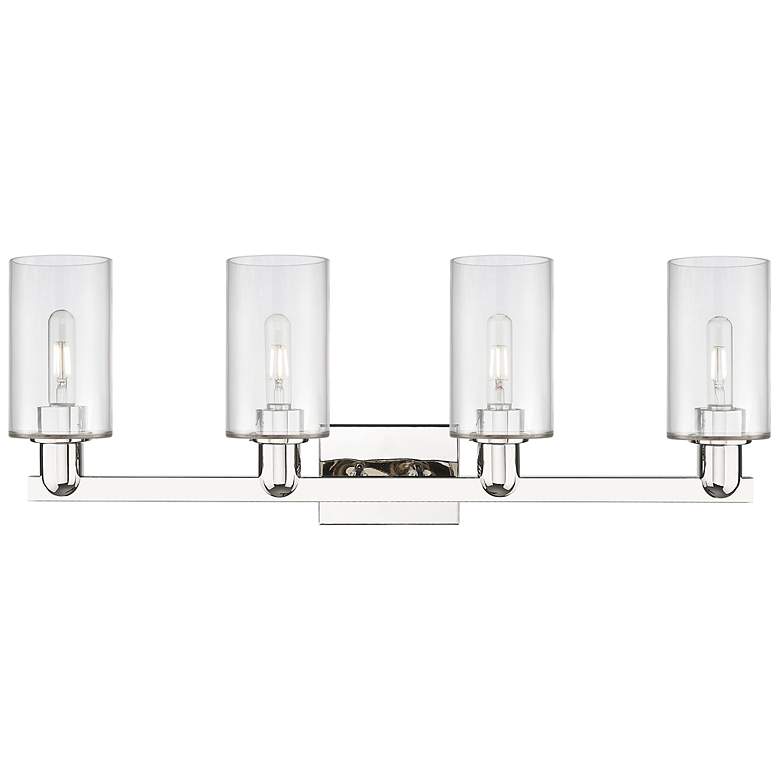 Image 2 Arcadia Clymer 31"W 4 Light Polished Nickel Bath Light w/ Clear Shade more views