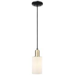 Arcadia Clymer 4"W Black Brass Cord Mini Pendant w/ Matte White Shade