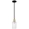 Arcadia Clymer 4"W Black Brass Stem Hung Mini Pendant w/ Clear Shade