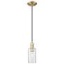 1_Arcadia Clymer 4"W Brass Cord Hung Mini Pendant With Seedy Shade