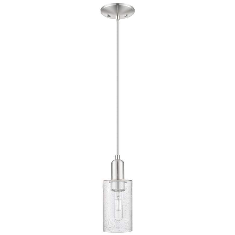 Image 1 Arcadia Clymer 4"W Brushed Nickel Cord Mini Pendant w/ Seedy Shade