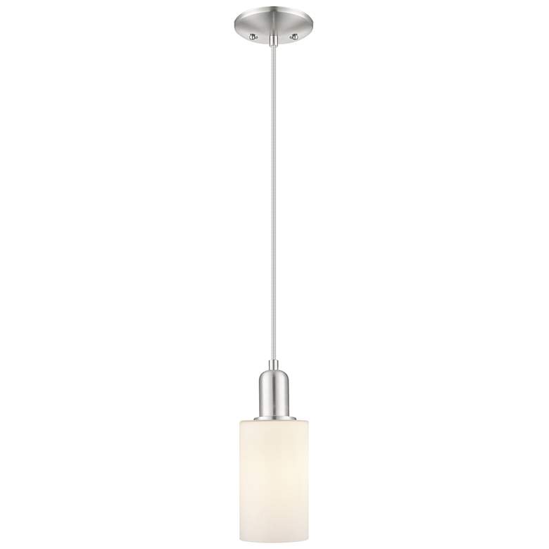 Image 1 Arcadia Clymer 4"W Brushed Nickel Cord Pendant w/ Matte White Shade