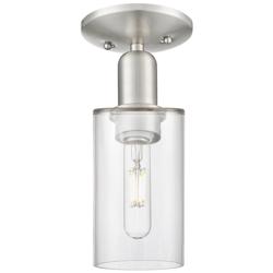 Arcadia Clymer 4"W Brushed Nickel Semi.Flush Mount With Clear Shade