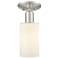 Arcadia Clymer 4"W Brushed Nickel Semi-Flush w/ Matte White Shade