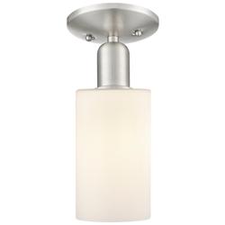 Arcadia Clymer 4"W Brushed Nickel Semi-Flush w/ Matte White Shade