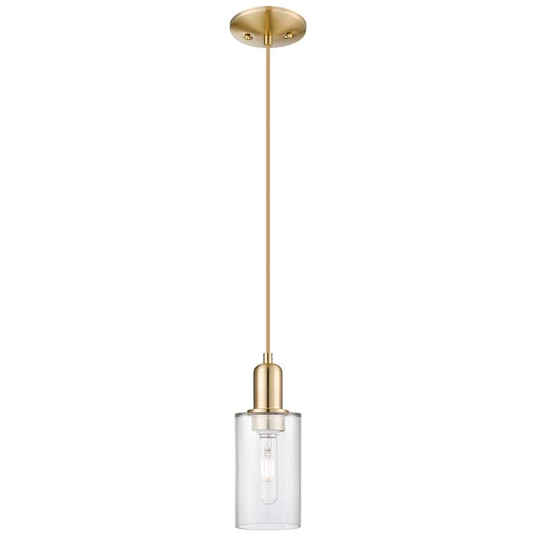 Image 1 Arcadia Clymer 4"W Champagne Bronze Cord Mini Pendant w/ Clear Shade