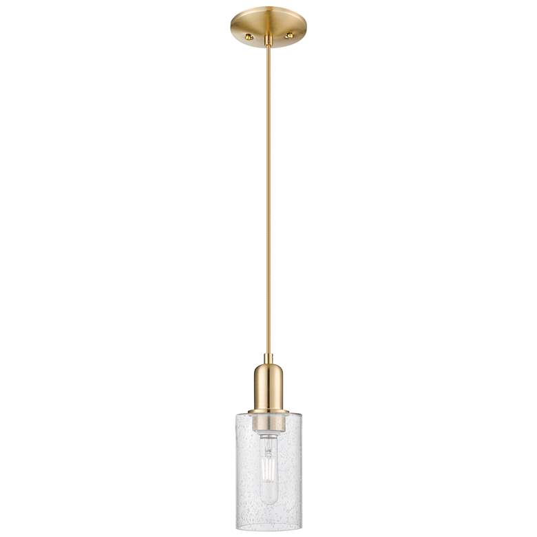 Image 1 Arcadia Clymer 4"W Champagne Bronze Cord Mini Pendant w/ Seedy Shade