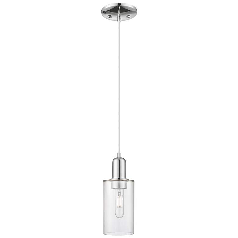 Image 1 Arcadia Clymer 4"W Chrome Cord Hung Mini Pendant w/ Clear Shade