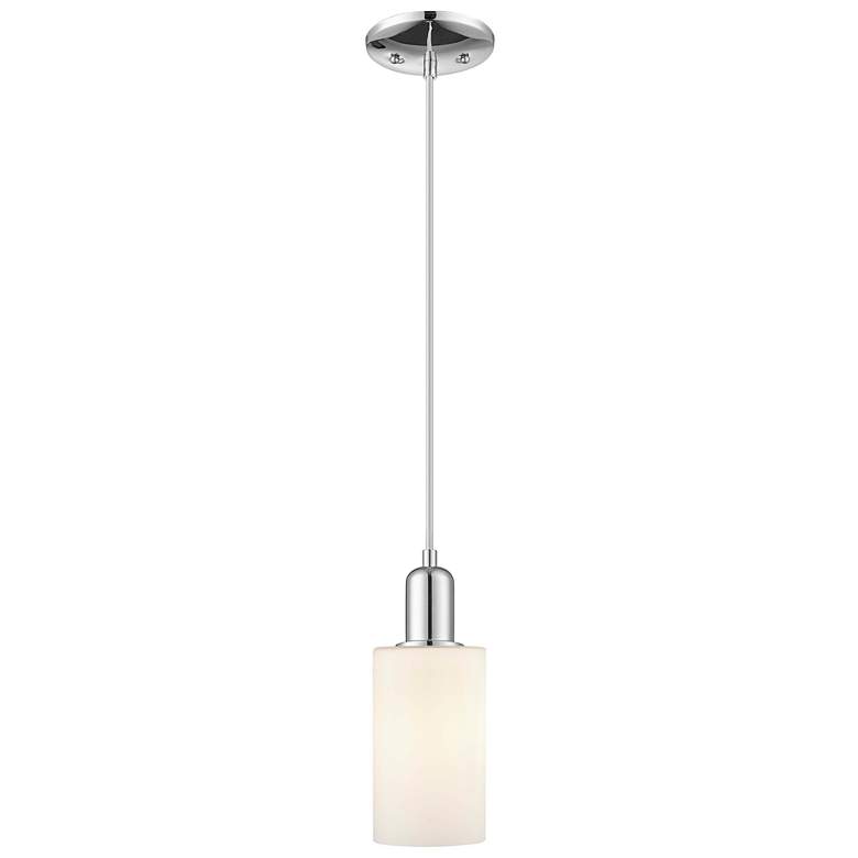 Image 1 Arcadia Clymer 4"W Chrome Cord Hung Mini Pendant w/ Matte White Shade