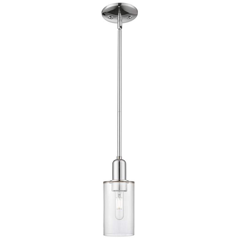 Image 1 Arcadia Clymer 4"W Chrome Stem Hung Mini Pendant w/ Clear Shade