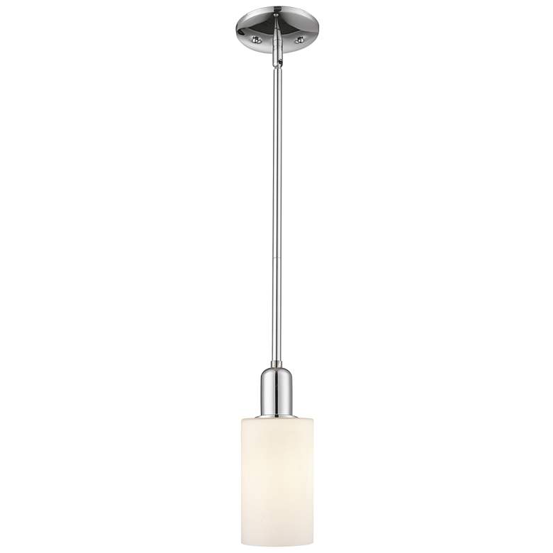 Image 1 Arcadia Clymer 4"W Chrome Stem Hung Mini Pendant w/ Matte White Shade