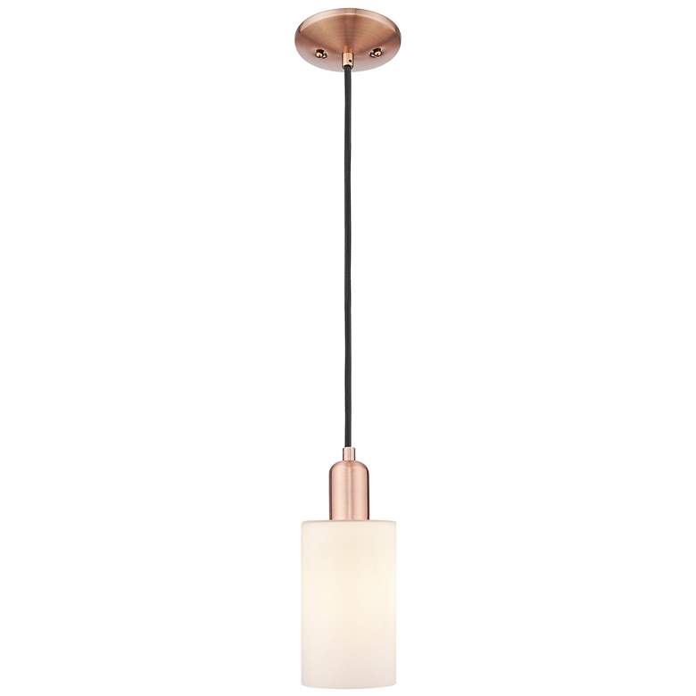 Image 1 Arcadia Clymer 4"W Copper Cord Hung Mini Pendant w/ Matte White Shade