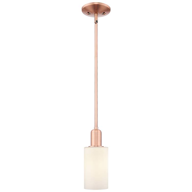 Image 1 Arcadia Clymer 4"W Copper Stem Hung Mini Pendant w/ Matte White Shade