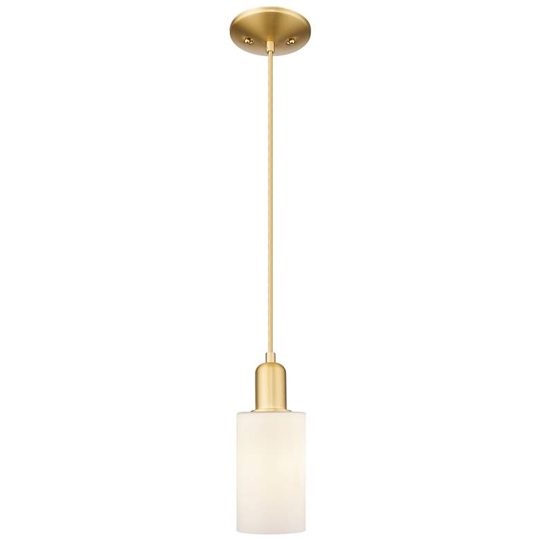 Image 1 Arcadia Clymer 4"W Gold Cord Hung Mini Pendant w/ Matte White Shade