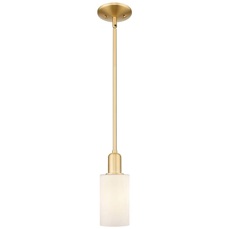 Image 1 Arcadia Clymer 4"W Gold Stem Hung Mini Pendant w/ Matte White Shade