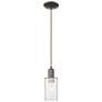 Arcadia Clymer 4"W Oiled Bronze Cord Hung Mini Pendant w/ Clear Shade