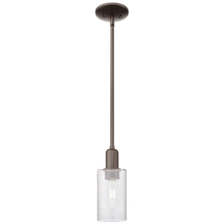 Image 1 Arcadia Clymer 4"W Oiled Bronze Stem Hung Mini Pendant w/ Seedy Shade