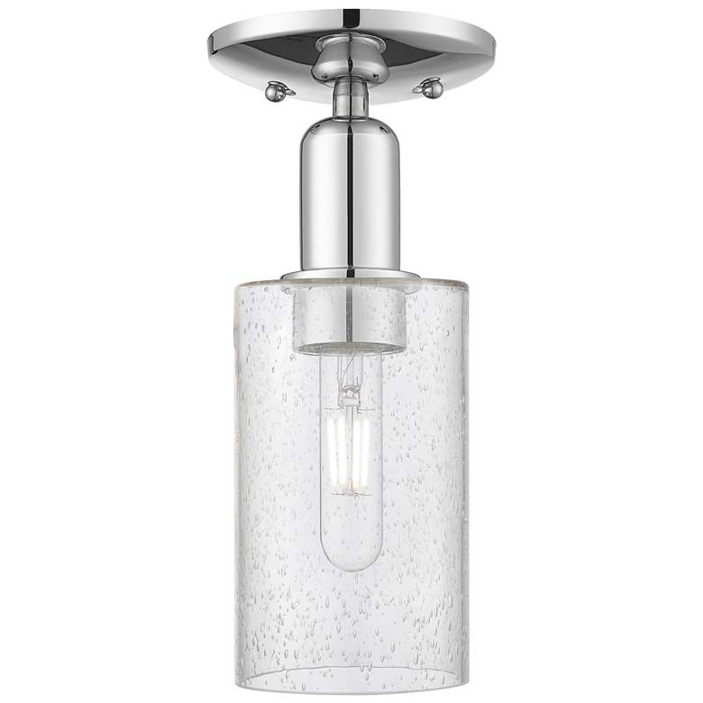 Image 1 Arcadia Clymer 4"W Polished Chrome Semi.Flush Mount With Seedy Shade