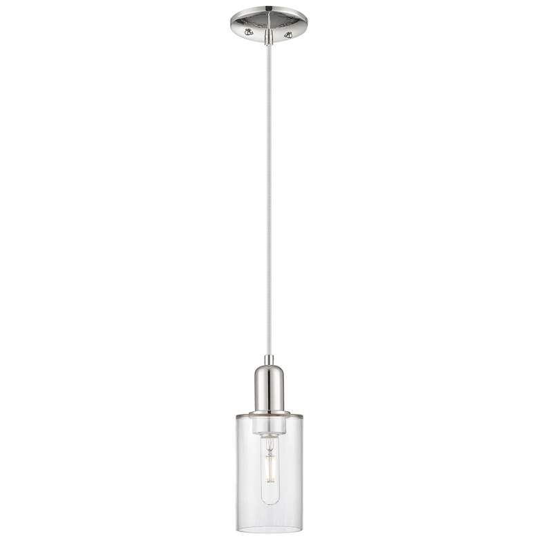 Image 1 Arcadia Clymer 4"W Polished Nickel Cord Mini Pendant w/ Clear Shade