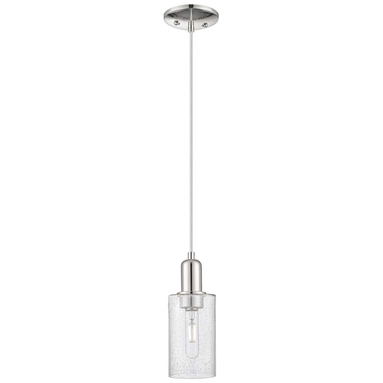 Image 1 Arcadia Clymer 4"W Polished Nickel Cord Mini Pendant w/ Seedy Shade