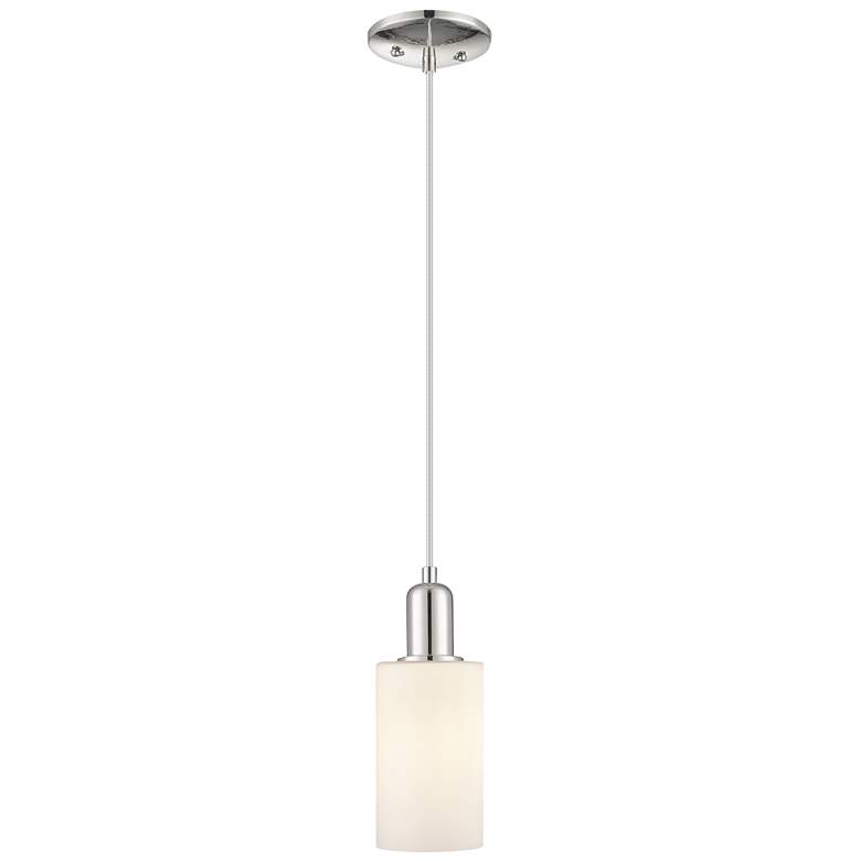 Image 1 Arcadia Clymer 4"W Polished Nickel Cord Pendant w/ Matte White Shade