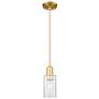 Arcadia Clymer 4"W Satin Gold Cord Hung Mini Pendant With Seedy Shade