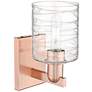 2_Arcadia Cobbleskill 11"H Antique Copper Sconce With Deco Swirl Shade more views