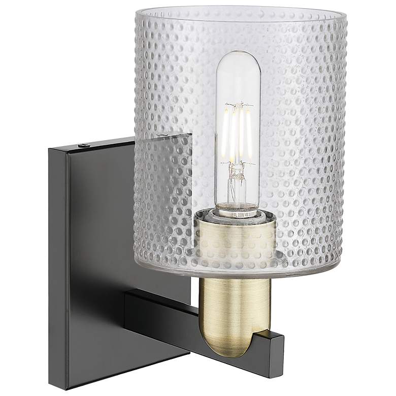 Image 2 Arcadia Cobbleskill 11"H Black Antique Brass Sconce With Clear Shade more views