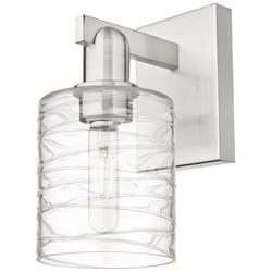Arcadia Cobbleskill 11"H Brushed Nickel Sconce With Deco Swirl Shade