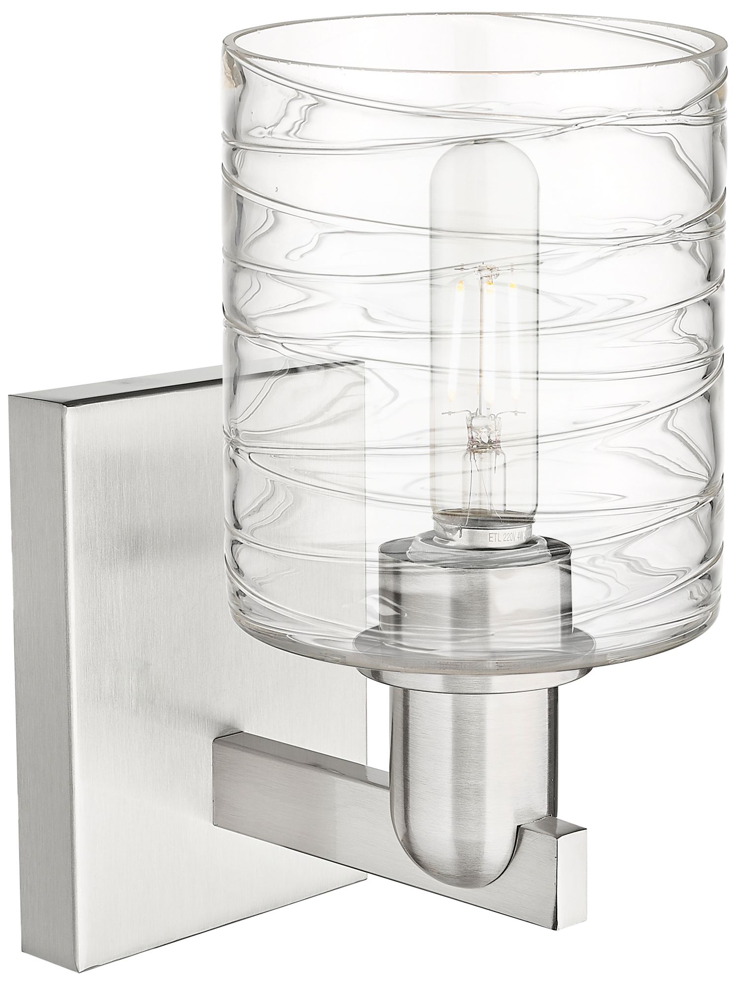 Image 2 Arcadia Cobbleskill 11"H Brushed Nickel Sconce With Deco Swirl Shade more views